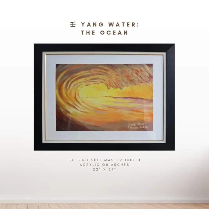 Gold and orange ocean wave painted by Master Judith